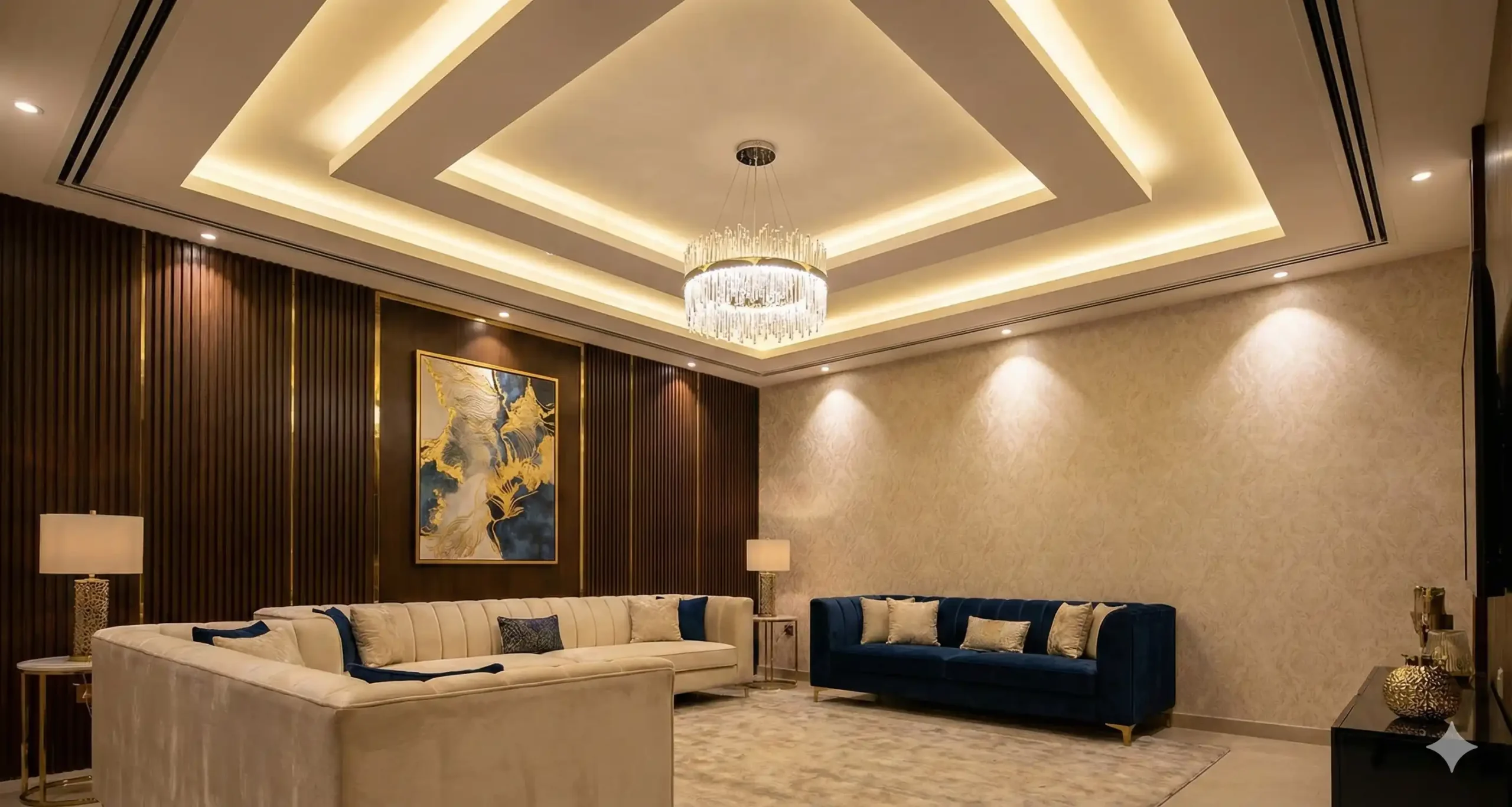 False ceiling, lighting & wall décor