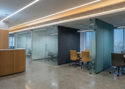 Modern commercial interior design with clean lines, functional layout, and elegant contemporary finishes.